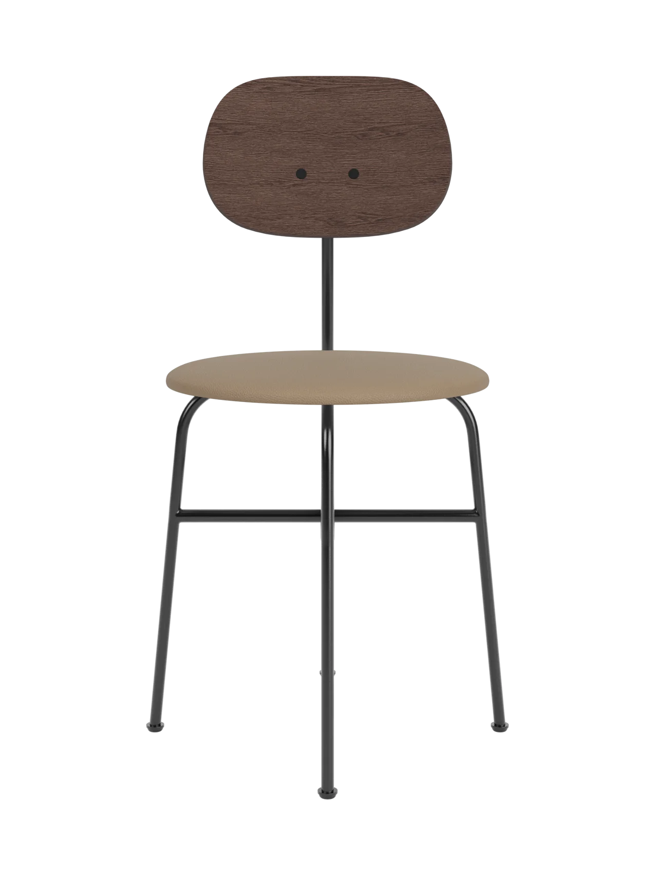 Afteroom Dining Chair Plus with a dark stained oak back and Sierra 1611 upholstered seat on a black steel frame.
