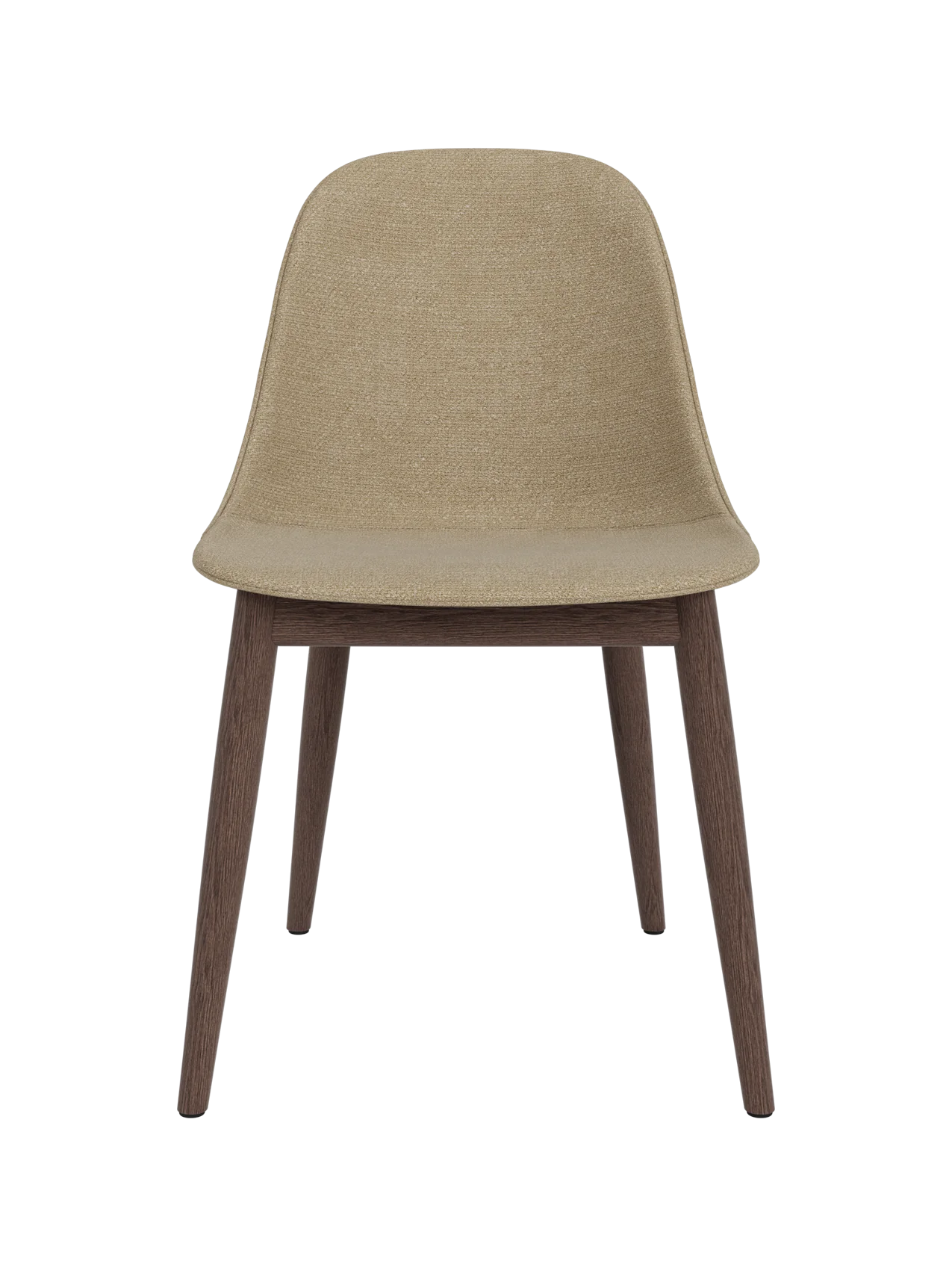 Harbour Side Dining Chair in beige Audo Bouclé 02 upholstery with a dark stained oak wooden base.