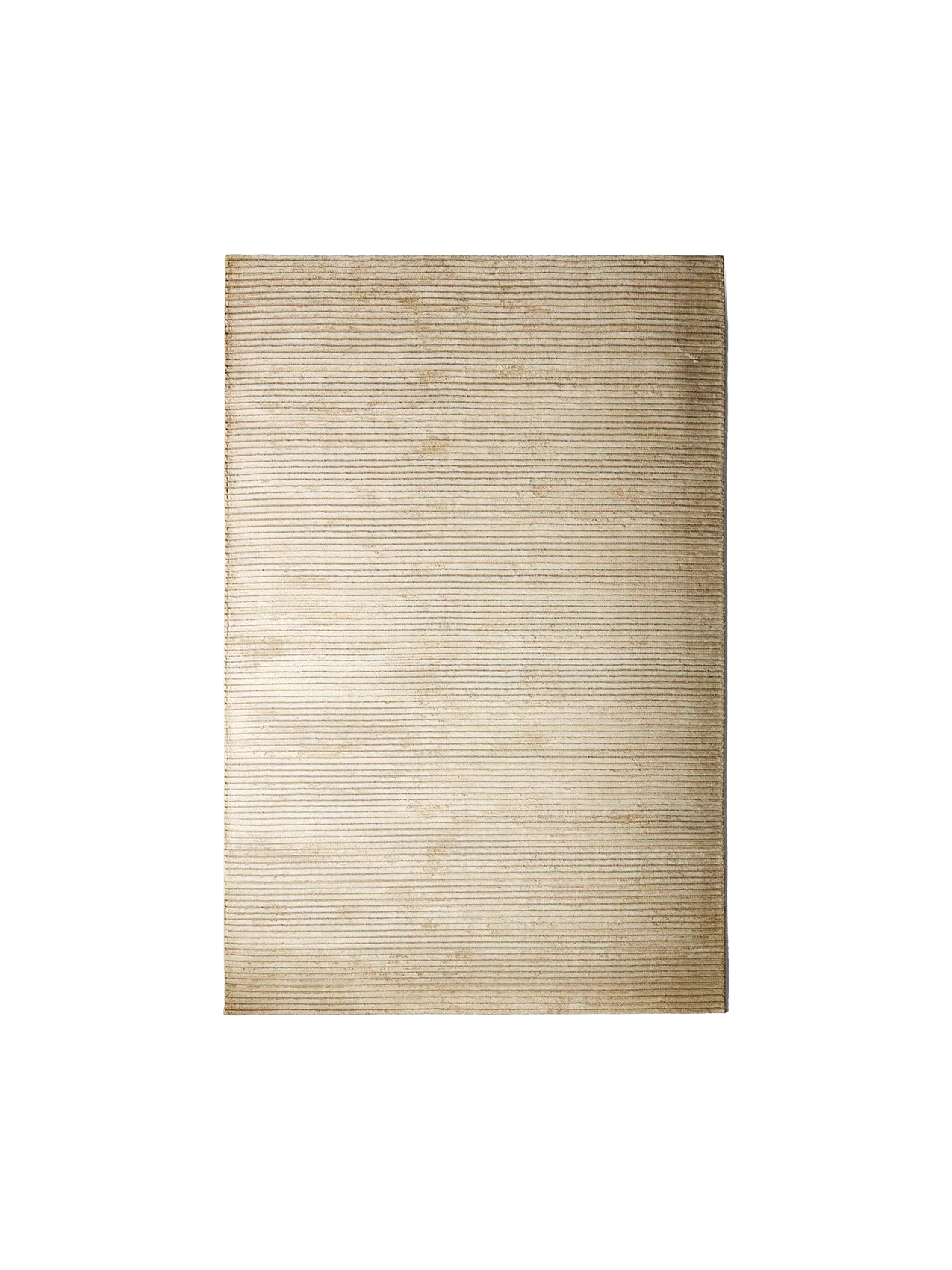 A top-down view of the rectangular Houkime Rug in beige. The rug features a ribbed texture with fine horizontal lines.