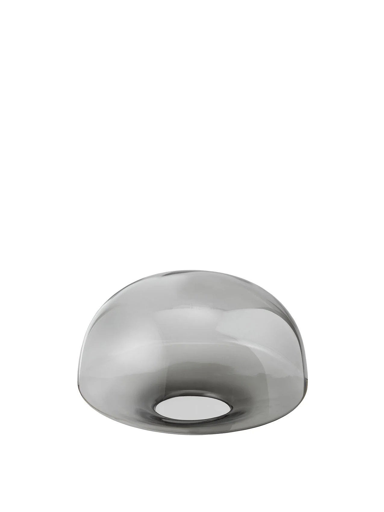 A dome-shaped, semi-transparent glass shade in smoked grey colour, a spare part for the Bank Pendant, on a white background.