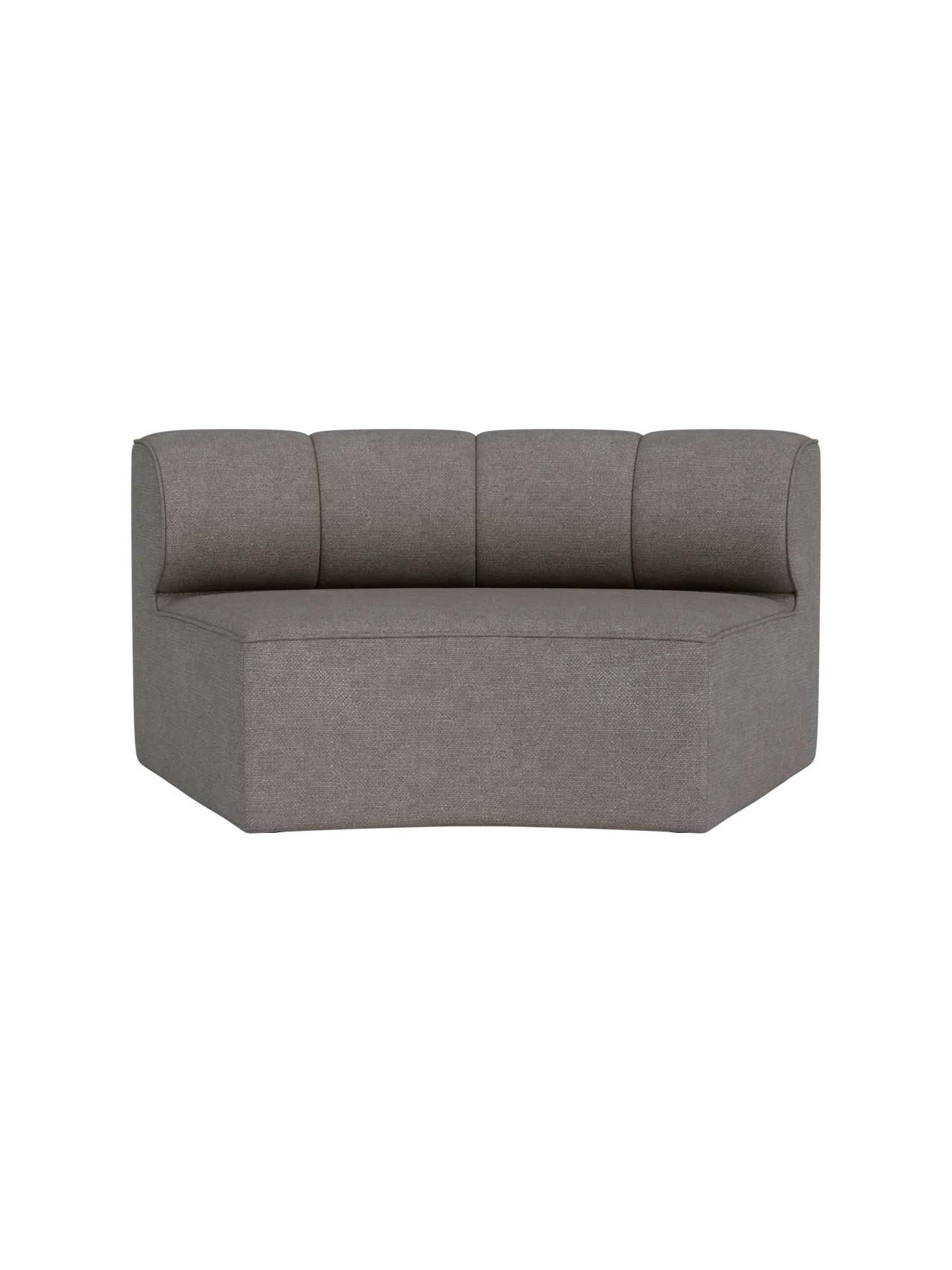 Grey Eave Seamline Modular Sofa 86 Concave Open Section in textured Audo Bouclé fabric with a curved silhouette.