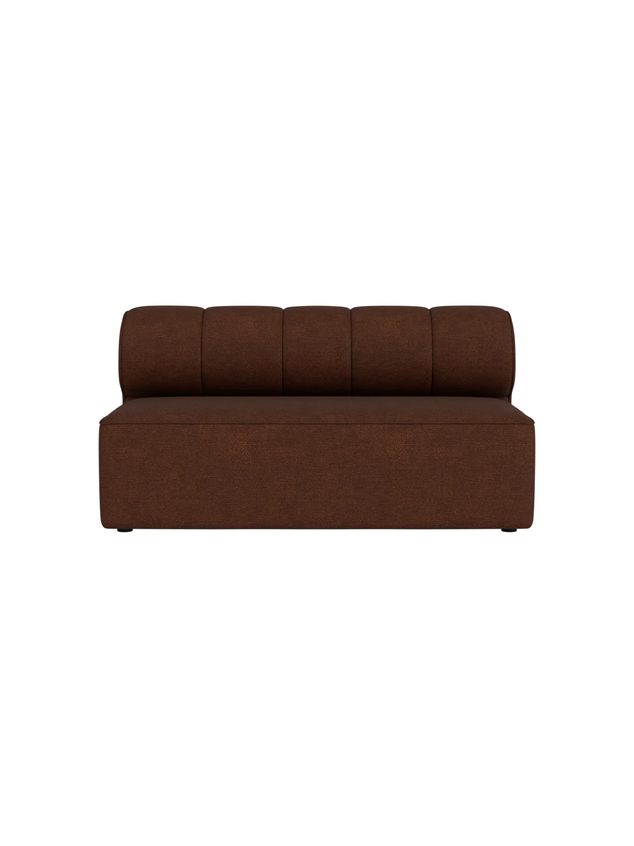 A front view of the Eave Seamline Modular Sofa, Open Section 172, upholstered in a textured brown Audo Bouclé 08 fabric.