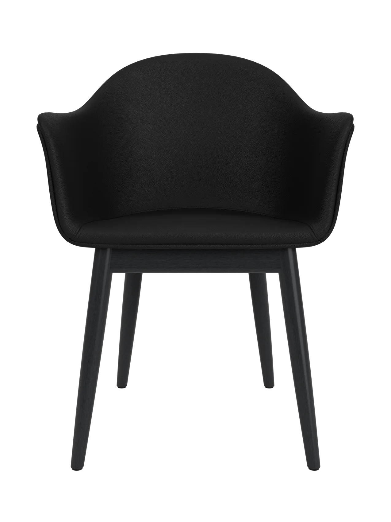 Harbour Dining Chair featuring black Sierra 1001 leather upholstery and a matching black painted oak wooden base.