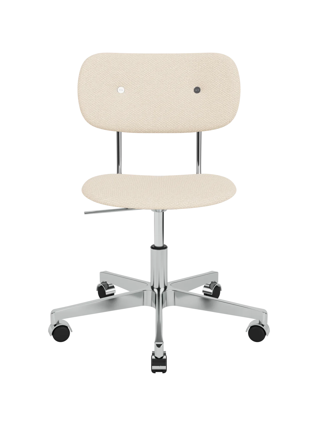 Co Task Chair in Logan Jasmine upholstery featuring a polished aluminium five-star swivel base with black casters.