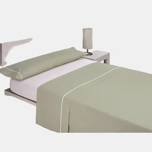 Jogo de lençóis SILK cama 135cm cor branca e verde da Conforama, fotografia 1