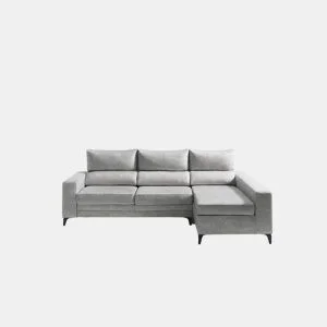 Chaise longue BLINK dereita 4 lugares cinza claro da Conforama, fotografia 1