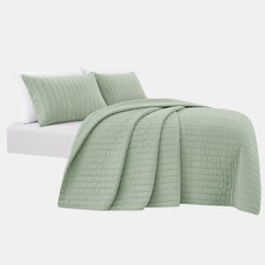 Colcha de algodão VICENZA para cama de 150cm verde by Conforama, photo 1