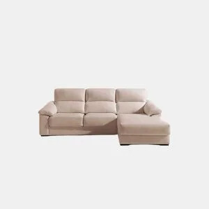 Chaise longue pele WILLY dereita 4 lugares bege da Conforama, fotografia 1