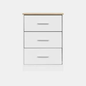 Mesa de cabeceira YOKO 3 gavetas cor branco da Conforama, fotografia 1