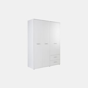 Roupeiro MOKARIS portas batentes e 2 gavetas 144x200cm branco by Conforama, photo 1