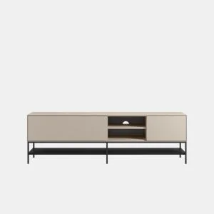 Móvel de TV MICAL 180cm 2 portas creme e preto da Conforama, fotografia 1