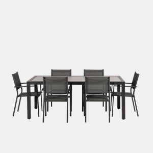 Conjunto jardim MILLENIUM com mesa e 6 cadeiras cor cinza claro by Conforama, photo 1