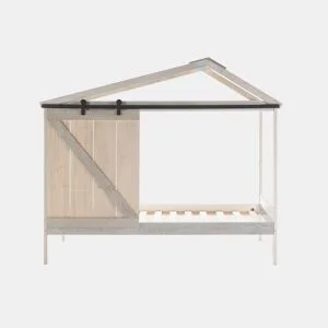 Cama tipo cabana JEREMIEL 90cm em branco rústico e cinza claro da Conforama, fotografia 1