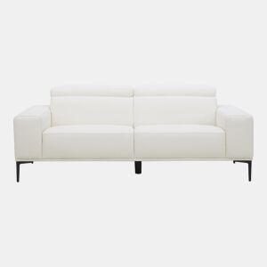Sofá 3 lugares fixo em pele ESME cor branco da Conforama, fotografia 1