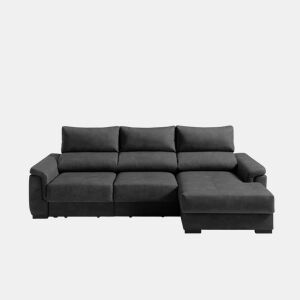 Chaise longue dereita NAHIA com baú de 4 lugares cor preta da Conforama, fotografia 1