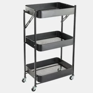 Carrinho de METAL com 3 prateleiras e rodas 77x45x30cm preto by Conforama, photo 1