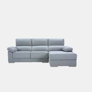 Chaise longue S com baú NOEMI dereita 3 lugares azul claro da Conforama, fotografia 1