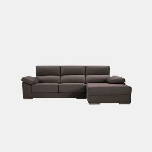 Chaise longue XL com arca NOEMI dereita 4 lugares chocolate da Conforama, fotografia 1