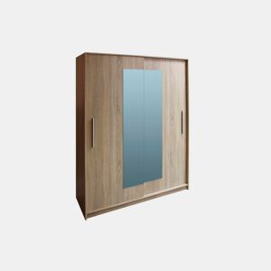 Roupeiro YORK portas deslizantes com espelho 150x195cm carvalho by Conforama, photo 1