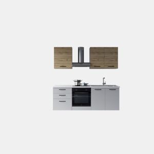 Cozinha com eletrodomésticos GILDA 2.0 210cm direita madeira e cinza claro by Conforama, photo 1