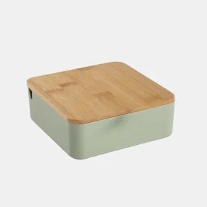 Caixa de joias CUADRADA com espelho em bambu verde 14cm by Conforama, photo 1