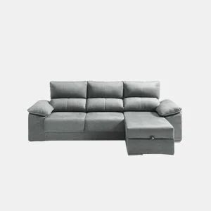 Chaise longue 3 lugares dereita cor cinza EIRA by Conforama, photo 1