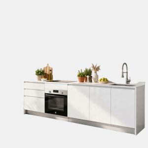 Cozinha ESENCIAL R30_2 reta 3,04m 22mm branco brilho sem puxador by Conforama, photo 1