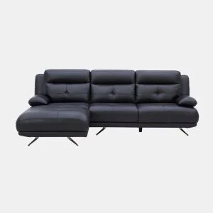 Chaise longue esquerda em pele KAILUA cor preto by Conforama, photo 1