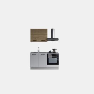 Cozinha com eletrodomésticos GILDA 2.0 150cm esquerda madeira e cinza claro da Conforama, fotografia 1