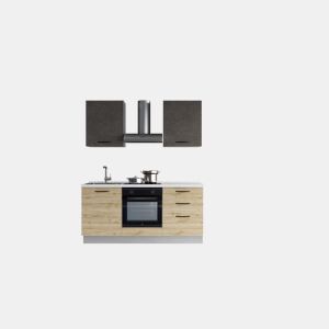 Cozinha com eletrodomésticos GILDA 2.0 180cm esquerda cinza escuro e madeira da Conforama, fotografia 1