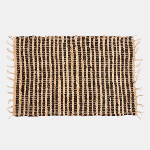 Tapete YUTE 60x90cm preto natural com riscas duplas by Conforama, photo 1