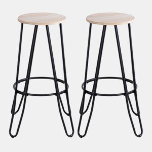 Conjunto de 2 bancos fixos LARS 72,5cm madeira e preto by Conforama, photo 1