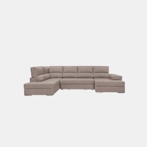 Sofá de canto com cama 5 lugares BARI XXL lado esquerdo cor visón by Conforama, photo 1