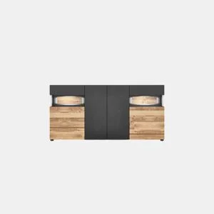 Aparador de 2 portas SION antracite e carvalho by Conforama, photo 1