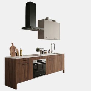 Cozinha ESENCIAL R24 reta 2,4m 16mm nogueira e cinza claro by Conforama, photo 1