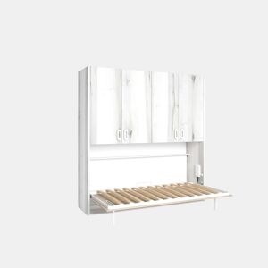 Cama abatível MOOD 190x90cm com roupeiro branco e castanho da Conforama, fotografia 1