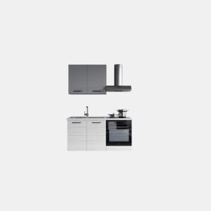 Cozinha com eletrodomésticos GILDA 2.0 150cm esquerda cinza claro e madeira cinza da Conforama, fotografia 1