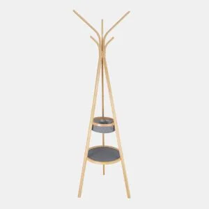 Cabide de pé DUMAN em bambu 170x52x45cm com 6 ganchos da Conforama, fotografia 1