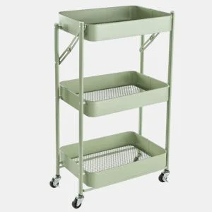 Carrinho de METAL com 3 prateleiras e rodas 77x45x30cm verde by Conforama, photo 1