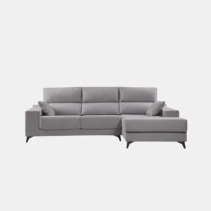 Chaise longue S com arca NOELIA dereita 3 lugares cinza claro da Conforama, fotografia 1