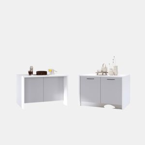 Ilha de cozinha GILDA 2.0 120cm branco e cinza claro da Conforama, fotografia 1