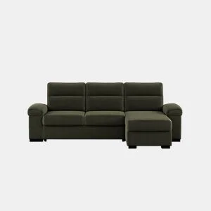 Chaise longue reversível de 4 lugares com cama ERIC cor verde by Conforama, photo 1