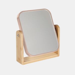 Espelho moldura em plástico e base em bambu 18x21cm rosa da Conforama, fotografia 1