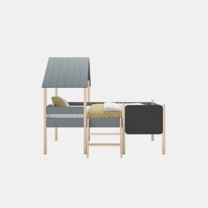 Cama tipo cabana CECILE 90cm com ardósia caqui e madeira natural by Conforama, photo 1