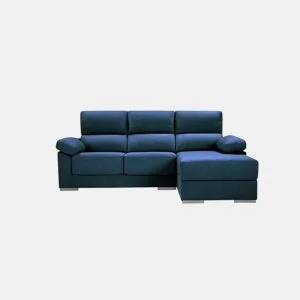 Chaise longue S NOEMI esquerda 3 lugares azul marinho da Conforama, fotografia 1