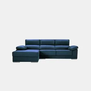 Chaise longue 4 lugares NOEMI XL lado esquerda cor azul marinho da Conforama, fotografia 1