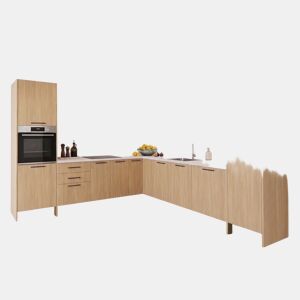 Cozinha ESENCIAL L3030 L 3x3m 16mm madeira natural e cinza by Conforama, photo 1