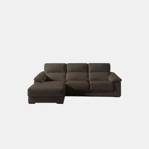 Chaise longue pele WILLY esquerda 4 lugares chocolate da Conforama, fotografia 1