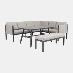 Conjunto sofá de canto para jardim CAMARGO com mesa alta e banco da Conforama, fotografia 1
