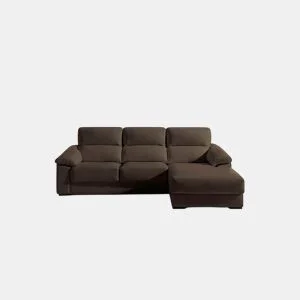 Chaise longue pele WILLY dereita 4 lugares chocolate by Conforama, photo 1